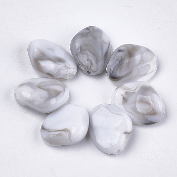 Acrylic Beads, Imitation Gemstone Style, Nuggets, Gainsboro, 16.5x13x6mm, Hole: 1.4mm, about 700pcs/500g