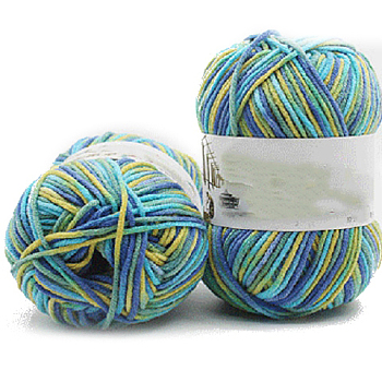 5-Ply Segment Dyed Milk Cotton Yarn, for Knitting Hat Blanket Scarf Clothes, Turquoise, 2.5mm, 50g/skein