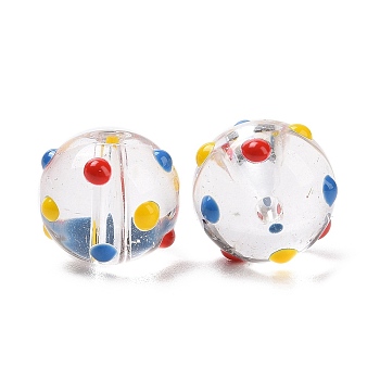Handmade Lampwork Enamel Beads Strands, Round with Polka Dot Pattern, Colorful, 12mm, Hole: 1.6mm, about 30pcs/strand