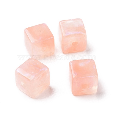 Light Salmon Cube Acrylic Beads