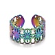 Rainbow Color Ion Plating(IP) 304 Stainless Steel Sunflower Open Cuff Ring for Women(RJEW-A005-42MC)-1