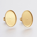Ion Plating(IP) 304 Stainless Steel Stud Earring Settings, Oval, Golden, 15x11x1.2mm, Tray: 14x10mm, Pin: 0.8mm(STAS-F148-03G)