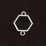 Hollow Frame Alloy Links Connectors, Cadmium Free & Lead Free, Hexagon , Silver, 21x16x1.5mm, Hole: 2mm(FIND-WH0090-75S)