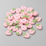 50Pcs 2-Hole Wood Buttons, Strawberry, Pink, 23x18x3.8mm, Hole: 1.8mm(BUTT-WH20007-004)