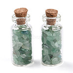 Glass Wishing Bottle Display Decorations, with Natural Green Aventurine Chips Inside and Cork Stopper, 37.5x16mm(AJEW-T013-02G)