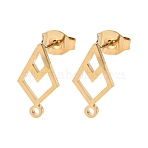 Ion Plating(IP) 304 Stainless Steel Stud Earring Findings, Rhombus, Golden, 13x7.5mm, Hole: 1.2mm, Pin: 11x0.7mm(STAS-I206-27G-1)