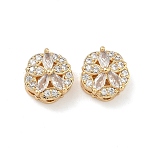 Brass Micro Pave Cubic Zirconia Pendants, Flower Charms, Real 18K Gold Plated, Clear, 11x12x7mm, Hole: 1.6mm(KK-B172-14G-03)