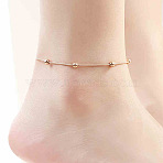 Stainless Steel Charm Anklets for Women, Rose Gold, Round, 8.27 inch(21cm)(WG18C2B-31)