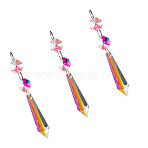 3Pcs Crystal Glass Hanging Sun Catcher, Rainbow Maker, for Garden & Home Decoration, Cone, 101mm(AJEW-TADJ0001-08B)