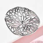 Adjustable 304 Stainless Steel Cuff Rings, Flower, Stainless Steel Color, 36.5x37mm, Inner Diameter: 17mm(RJEW-Z121-01P-01)
