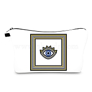 Evil Eye Theme Polyester Cosmetic Pouches, with Iron Zipper, Waterproof Clutch Bag, Toilet Bag for Women, Rectangle, White, 13x22x2.2cm(ABAG-D009-01E)