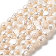 Natural Cultured Freshwater Pearl Beads Strands, Two Sides Polished, Grade 3A+, PapayaWhip, 6.5~7x7~8x4.5~5.5mm, Hole: 0.6mm, about 51pcs/strand, 13.58~13.78 inch(34.5~35cm)(PEAR-E017-07)