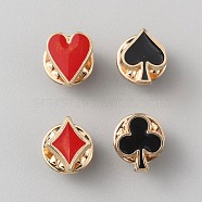 4Pcs 4 Style Ace of Spades & Clubs & Diamonds & King of Hearts Enamel Pins, Light Gold Alloy Playing Card Badges for Backpack Clothes, Mixed Color, 12~13x10~11x1.5mm, 1Pc/style(JEWB-WH0021-32)