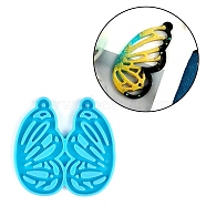 Butterfly Wing Pendants Silicone Molds, Resin Casting Molds, for UV Resin, Epoxy Resin Jewelry Making, Sky Blue, 59x60x4mm, Hole: 2mm, Inner Diameter: 55x27mm(DIY-M045-13)