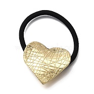 Elastic Hair Ties, Golden Alloy Ponytail Holder, Hair Accessories for Women & Girls, Heart, 31.5x35x2.5mm, Inner Diameter: 43~47.5mm(OHAR-K004-01H)