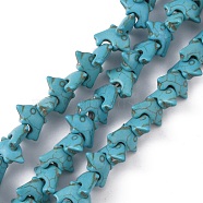 Synthetic Turquoise Beads Strands, Dyed, Dolphin, Medium Turquoise, 13x19.5x6.5mm, Hole: 1mm, about 42pcs/strand, 14.84''(37.7cm)(G-WH0015-05B)