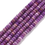 Natural Lepidolite/Purple Mica Stone Beads Strands, Faceted, Rondelle, 4x2mm, Hole: 0.7mm, about 157pcs/strand, 15.55 inch(39.5cm)(G-H278-03A)