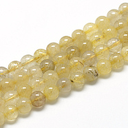 Natural Gold Rutilated Quartz Beads Strands, Dyed, Round, 10mm, Hole: 1mm, about 40pcs/strand, 15.7 inch(G-R446-10mm-12)