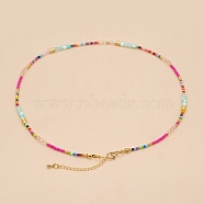 Glass Seed Beaded Necklaces for Women, Colorful, 16.54 inch(42cm)(LO6603)