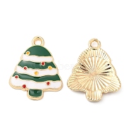 Christmas Alloy Enamel Pendants, Cadmium Free & Nickel Free & Lead Free, Golden, Christmas Tree, 20x16x2mm, Hole: 1.6mm(FIND-C037-02E-G)