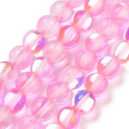 Transparent Glass Beads, Round, Glow in the Dark Beads, Pearl Pink, 6mm, Hole: 1mm, about 60pcs/strand, 14.76''(37.5cm)(GLAA-B022-6mm-01)