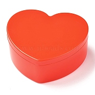 Heart Plastic Jewelry Boxes, Double Layer with Cover and Mirror, Red, 12.2x13.3x5.55cm, 4 compartments/box(OBOX-F006-09A)