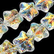 AB Color Plated Electroplate Transparent Glass Beads Strands, Starfish, Clear AB, 16.5x17.5x11.5mm, Hole: 1.4mm, about 40pcs/strand, 25.20 inch(64cm)(EGLA-G037-07A-AB01)
