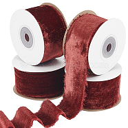 Velvet Ribbon Torn Edge Fabric, for Clothing Accessories, Dark Red, 500x4x0.08cm(DIY-WH0419-91B)