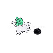 Cat with Butterfly Wing Alloy Enamel Badge Pins, Cute Cartoon Brooch, Clothes Decorations Bag Accessories for Women, Green, 30x26mm(PW-WG81136-03)