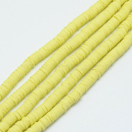 Handmade Polymer Clay Bead Strands, Heishi Beads, Disc/Flat Round, Champagne Yellow, 6x0.5~1mm,  Hole: 2mm, about 320~447pcs/strand, 15.74 inch~16.92 inch(X-CLAY-T002-6mm-01)