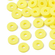 Handmade Polymer Clay Beads, Disc/Flat Round, Heishi Beads, Yellow, 8x0.5~1mm, Hole: 2mm, about 13000pcs/1000g(CLAY-R067-8.0mm-B22)