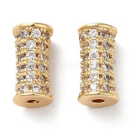 Brass Micro Pave Cubic Zirconia Beads, Column, Real 18K Gold Plated, 9x5mm, Hole: 1.2mm(KK-P239-24G)