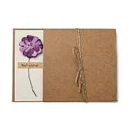 Dried Carnation Paper Thank You Greeting Cards, with Kraft Paper Envelopes, Rectangle, Purple, 170x120x1mm(AJEW-K043-01F)