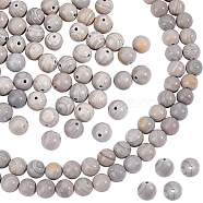 2 Strands Natural Silver Line Jasper Beads Strands, Round, 8mm, Hole: 1.2mm, about 47pcs/strand, 15.55''(39.5cm)(G-FH0001-58)