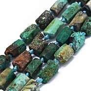 Natural Chrysocolla Beads Strands, Frosted, Nuggets, 7~12x6~7mm, Hole: 0.8mm, about 26~33pcs/strand, 16.54''(42cm)(G-O170-111)