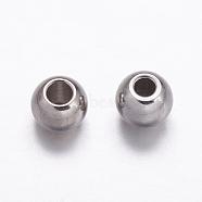304 Stainless Steel Spacer Beads, Rondelle, Stainless Steel Color, Hole: 2mm, 4x3mm(STAS-K146-058-D)