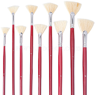 9Pcs Sector Painting Brush, Bristle Hair Brushes with Wooden Handle, for Watercolor Painting Artist Professional Painting, Dark Red, 28.8~31.6x0.6~1.2cm, 9pcs(AJEW-GF0004-56)
