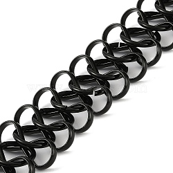 Rack Plating Aluminium Chain, Black, 39x16.2x4.2mm, about 6.56 Feet(2m)/Roll(CHA-H002-04EB)