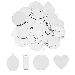 Unicraftale 56 Pcs 4 Styles 304 Stainless Steel Pendants, Stamping Blank Tag, Stainless Steel Color, 14pcs/style(STAS-UN0022-19)
