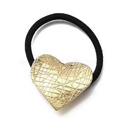 Elastic Hair Ties, Golden Alloy Ponytail Holder, Hair Accessories for Women & Girls, Heart, 31.5x35x2.5mm, Inner Diameter: 43~47.5mm(OHAR-K004-01H)