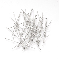 304 Stainless Steel Flat Head Pins, Stainless Steel Color, 20x0.7mm, 21 Gauge, Head: 1mm(STAS-Q218-01A)