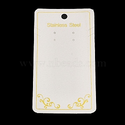 Gold Stamping Paper Jewelry Display Cards, Floral Print Necklace and Earring Display Cards, Rectangle, Floral White, 12.8x6.9x0.05cm, Hole: 7mm and 2mm(CDIS-M005-08)