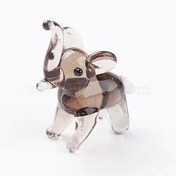 Home Decorations, Handmade Lampwork Display Decorations, Elephant, Saddle Brown, 21x12x23mm(LAMP-J084-40)