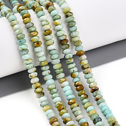 Natural Chrysoprase Beads Strands, Faceted, Rondelle, 3.5~4x2~2.5mm, Hole: 0.7~1mm, about 161~170pcs/strand, 14.69~15.35''(37.3~39cm)(G-T141-44)