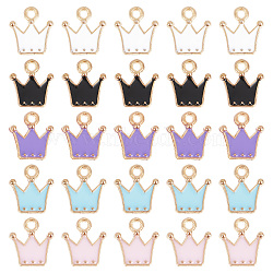 60Pcs 5 Colors Alloy Enamel Charms, Crown, Light Gold, Mixed Color, 12x11x2mm, Hole: 1.6mm, 12pcs/color(ENAM-SC0003-43)