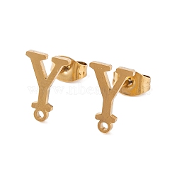 Ion Plating(IP) 304 Stainless Steel Stud Earrings, for Women, Letter Y, 11.5x7.5mm, Hole: 1mm, Pin: 0.7mm(FIND-Q103-01Y-G)