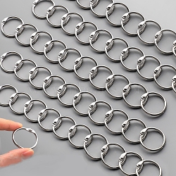 Stainless Steel Loose Leaf Book Binder Hinged Rings, Round Rings, Platinum, 20mm, about 50pcs/box(OFST-PW0015-02B)