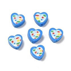 Polymer Clay Bead, Heart, Blue, 8.5x9x4mm, Hole: 2mm(CLAY-Z003-03B)