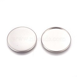 Tarnish Resistant 304 Stainless Steel Plain Edge Bezel Cups, Cabochon Settings, Flat Round, Stainless Steel Color, Tray: 30mm, 31.5x2mm(STAS-E460-10P-30mm)