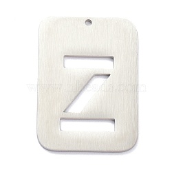 Non-Tarnish 304 Stainless Steel Pendants, Rectangle with Alphabet, Hollow, Letter.X, 32x22x1mm, Hole: 1.5mm(STAS-K216-49Z-P)